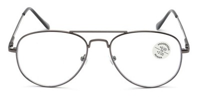 Metal Tear Drop Progressive Reading Glasses - Zero Power On Top - Clear No Line