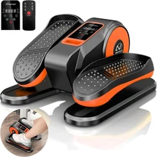 Under Desk Elliptical, 12-Speed Seated Exerciser, Remote, Quiet, Orange