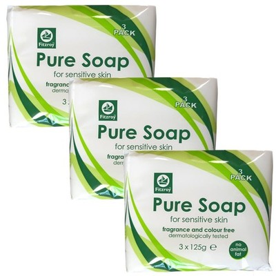 Fitzroy Pure Soap 9 x 125g | für empfindliche Haut | 125 g (9er Pack), weiß 