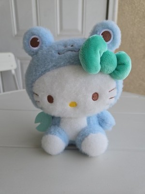 Sanrio Hello Kitty Plush 6.5  Blue Frog Costume Soft NEW