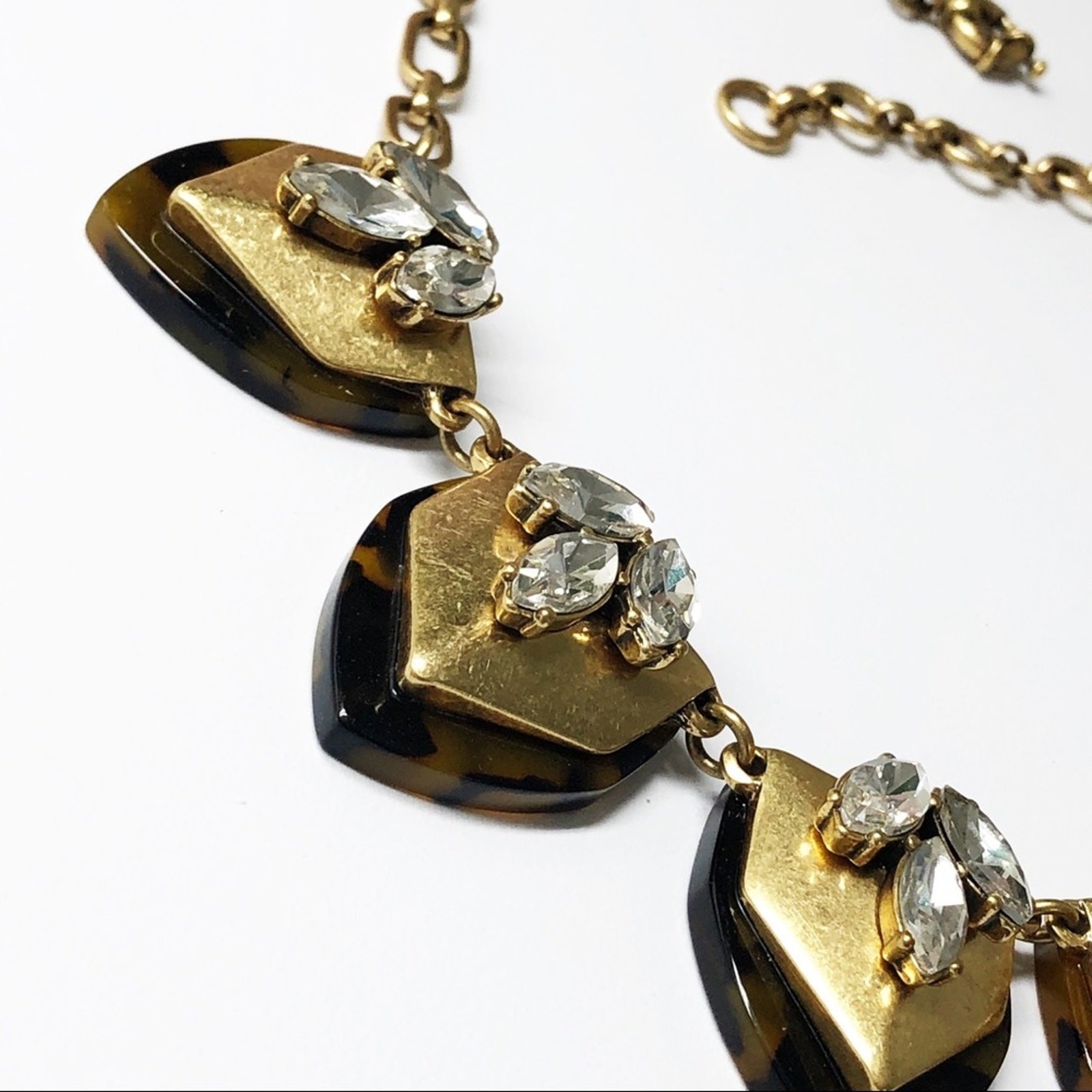J. Crew Tortoise Shell Crystal Statement Necklace - image 4