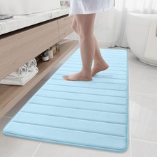 Buganda Memory Foam Bath Mat, 70" x 24", Ultra Soft and X Light Blue