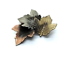 Vintage Maple Leaves Brooch Tri-Color