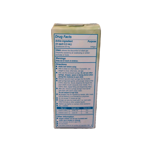 Infant's Mylicon Gas Relief Drops Dye-Free Safe for Newborns 1 fl oz (100 doses) - Picture 3 of 5