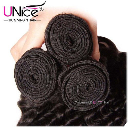 UNice Brazilian Deep Curly Wave Bundles Human Hair Extensions Virgin Hair Weaves - Bild 4 von 12