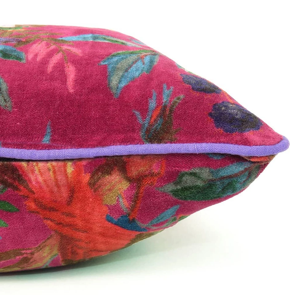 Funda de cojín de terciopelo con estampado de pájaros 2 piezas india hecha a mano 20x12" fundas de almohada Foto 3 de 4