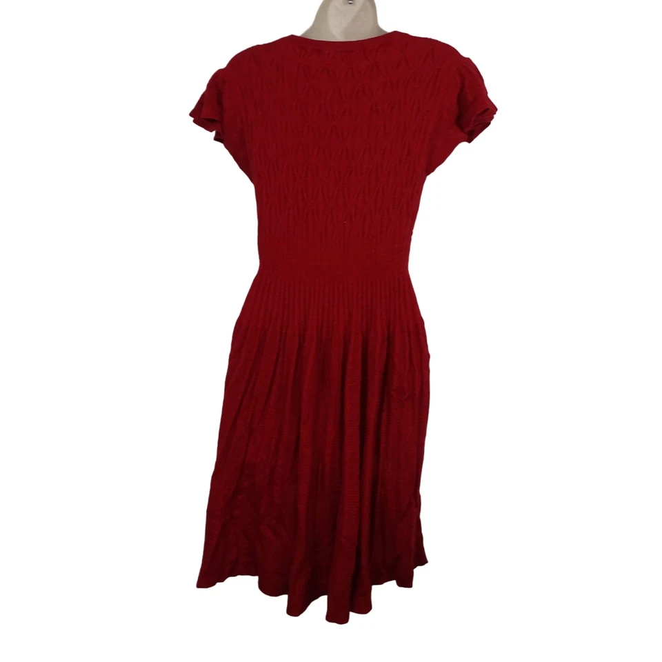 Sparrow Red Knit Sweater Dress Women Size L Wool Angora Blend Scoop Neck FLAW  - Image 3 of 4