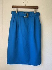 Vintage Requirements Blue Straight Belted Skirt Size 12 90 s