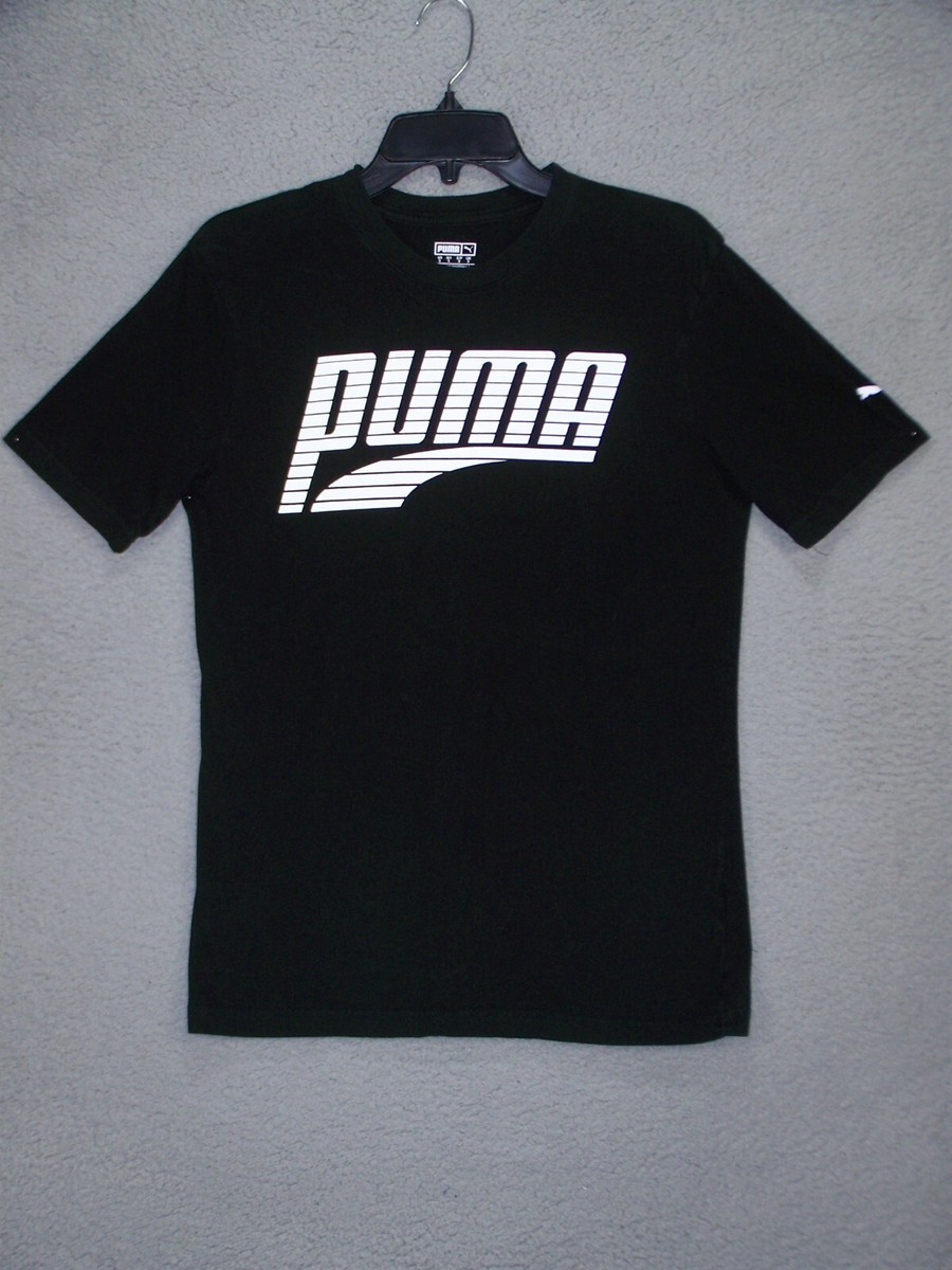 ◆PUMA◆ Puma Pux and Mini Graphic Short Sleeve T-Shirt Blac Puma Shirt Adult Small Black Graphic Casual Active Big Spell