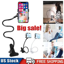 Universal Lazy Mobile Phone Gooseneck Stand Holder Flexible Bed Desk Table Clip