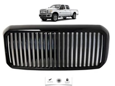 Front Grill Gloss Black Vertical Style For 2011-2016 Super Duty F-250 F-350