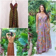 5 pc Backless Dress Indian Silk Dress Women Bohemian Dress