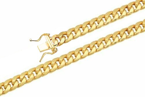 10 Karat Gelbgold 5,5 mm Miami kubanische Gliederkette Halskette Männer Frauen Größe 22 Zoll hohl - Bild 1 von 1