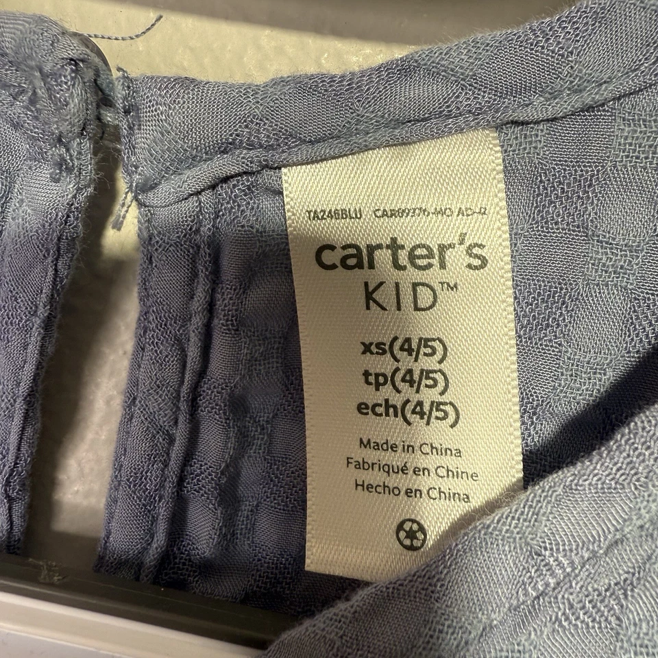 Vestido Carter’s Niños Niñas Azul Manga Abullonada en Niveles XS (4/5) Foto 4 de 4