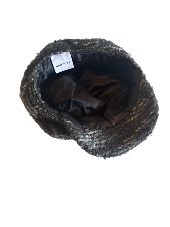 Женская кепка Nine West для газетчика стиль твид серая черная шерстяная смесь с подкладкой - Изображение 4 из 4