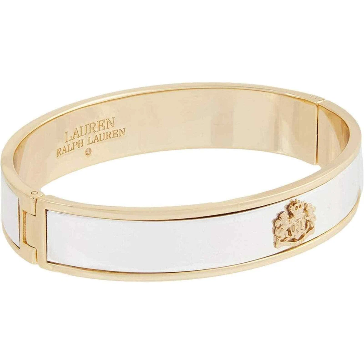 NWOT LAUREN by Ralph Lauren Two Tone Plate Metal Crest Bangle