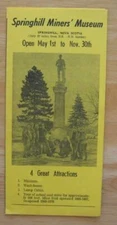 Springhill Miners' Museum, Springhill, Nova Scotia - 1972 Brochure