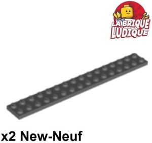 2x Plaque Plate 2x16 16x2 gris foncé/dark bluish gray 4282 NEUF Lego