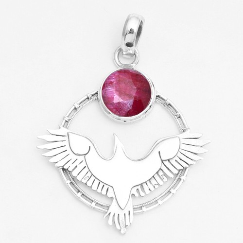 Dyed Ruby Sapphire Peridot Citrine 925 Sterling Silver Bird Pendant Jewelry - Picture 35 of 35