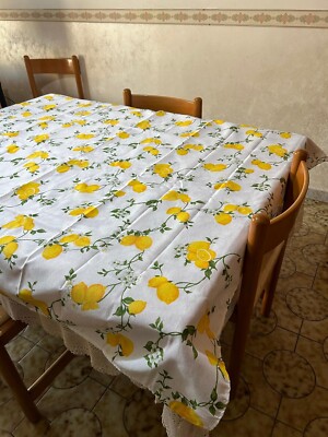 Naples 6 Seater Tablecloth with Lemons Cotton Made in Italy