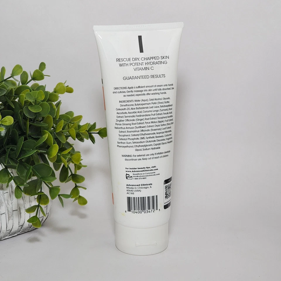 Crema de manos iluminadora Advanced Clinicals Vitamina C manos secas agrietadas 8 fl oz Foto 2 de 4