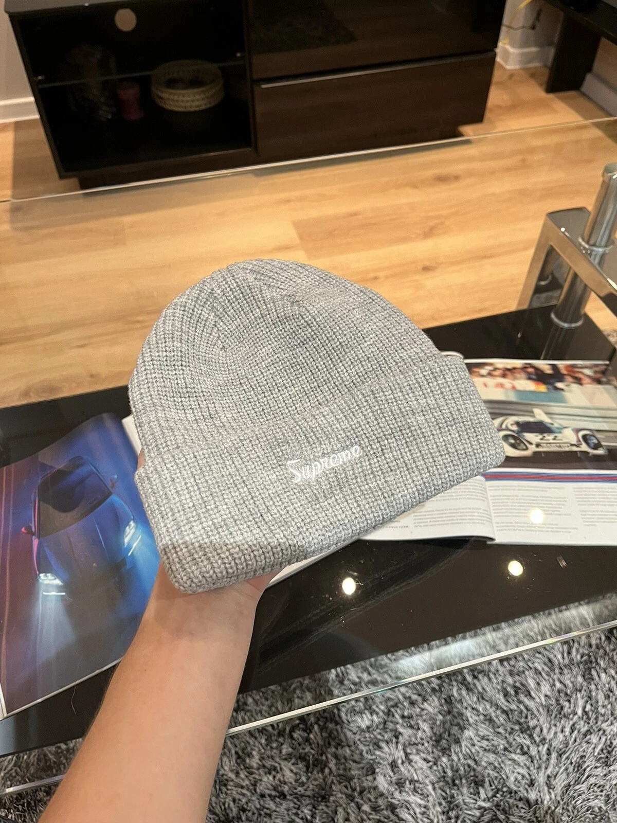 Supreme Grey Beanie Hat Y2k Streerwear