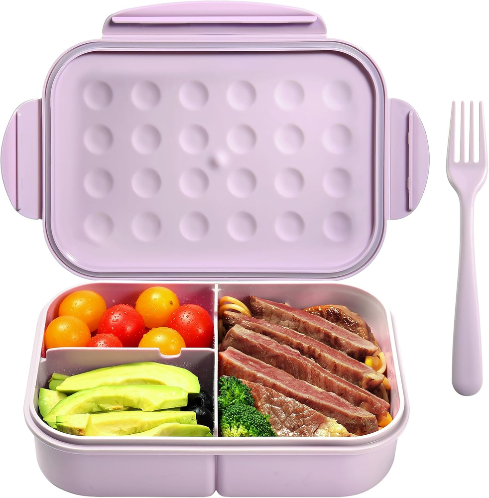 3-Compartment Bento Lunch Box for Adults – Leakproof & Durable
