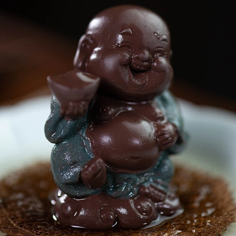 Estatua de Buda Yixing Zisha arcilla púrpura artículos de arte hechos a mano ricos traer decoración Foto 3 de 4