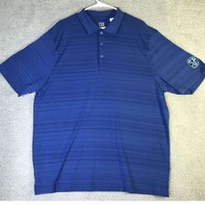 Cutter Buck CB Drytec Golf Polo Shirt Mens XL Blue Stripe Stretch Athletic Rugby