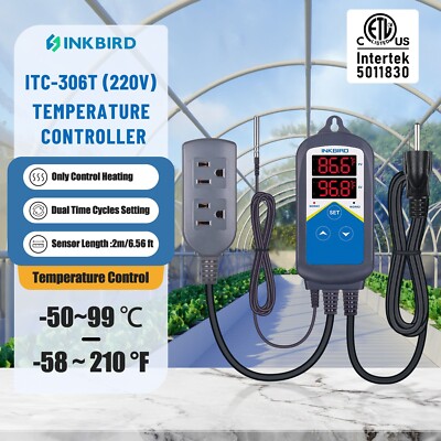 Heating Thermostat Temperture Controller Incubation ITC-306T Dual Heater 10A Fan