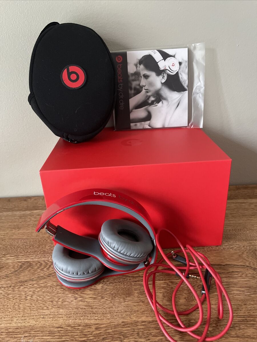 Beats by Dr. Dre Solo HD Headphones Red Used Working All Beats by Dr. Dre Solo HD Headphones Red Used Working All