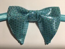 Handmade Blue Sparkle Polka Dot Bow tie Vintage style 70s Wedding Prom Gift