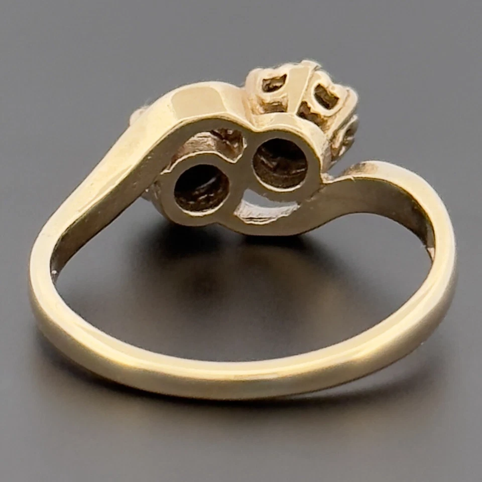 Anillo de dos piedras de ópalo triplete de oro amarillo de 9 quilates talla K con sello Foto 4 de 4