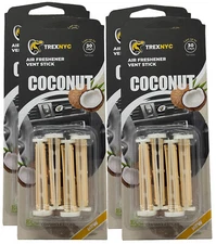 TrexNYC Car Air Fresheners Vent Sticks, Coconut Scent, 4 Packs
