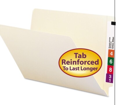 Smead Straight Cut End Tab Folders 9 1/2 Inch Front Legal Manila 100/Box 27110