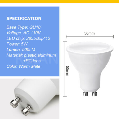 Ruiandsion Spotlight Bulb GU10 2835 LED Bulb 110V/220V Warm White Track Lighting - Picture 7 of 8