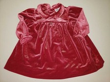 the CHILDRENS PLACE red VELVETY SOFT CHRISTMAS DRESS GOLD SHIMMER 6/9 MONTH