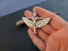 EGYPTIAN GODDESS large pendant charm 925 plated Sterling Silver 18" Necklace 