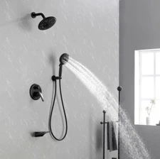 CONCEALED SHOWER SYSTEM Black Complete Shower System with Rough-in Valve 88045B