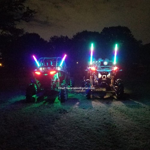 Pair 4FT Spiral Wrapped Brightest Bluetooth CHASING Twisted LED Whips Lights Set - Picture 7 of 12