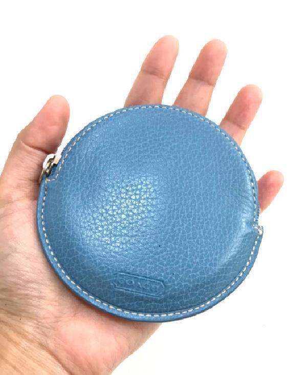 NEW Coach Vintage Pebbled Blue Leather Small Zip Round Purse Bag