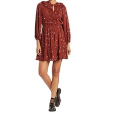 Collective Concepts Women's Mini Dresses Brown Shirred Neck Size XL NEW