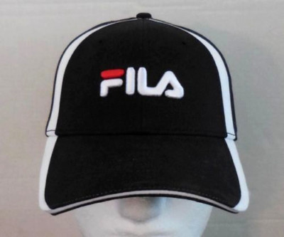 FILA Hat Adult Fitted Flex Mens S/M Black/White/Red