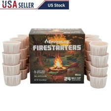 Eco-Friendly Fire Starters 24 Count Indoor Outdoor 20 Min Burn Time Non-Toxic US