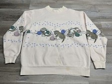 Vintage 90s Streetwear Womens M Yarn Cat Kitten Crewneck Sweatshirt USA