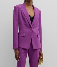 $425 Milly Women's Purple Avery Single-button Cady Blazer Jacket Size 10