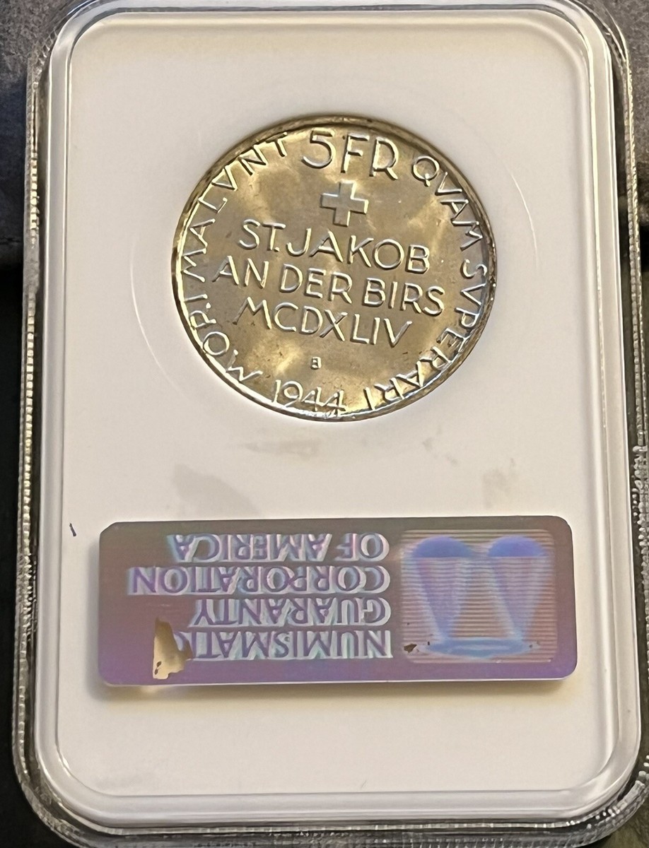 【最終値下げ】NICENESS FAT SNN COIN CASE 1944 Old Soap Box Holder NGC MS 65 Swiss 5 Francs (St. Jakob) Nice
