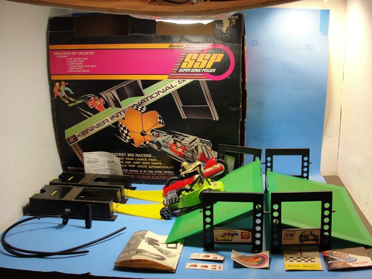 Kenner SSP Toy Car Drag Race Set Unlimited Bonneville Bike & Tee