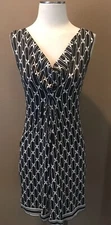 Max Studio M Sleeveless V Neck Print Lux Dress W Twist Bodice