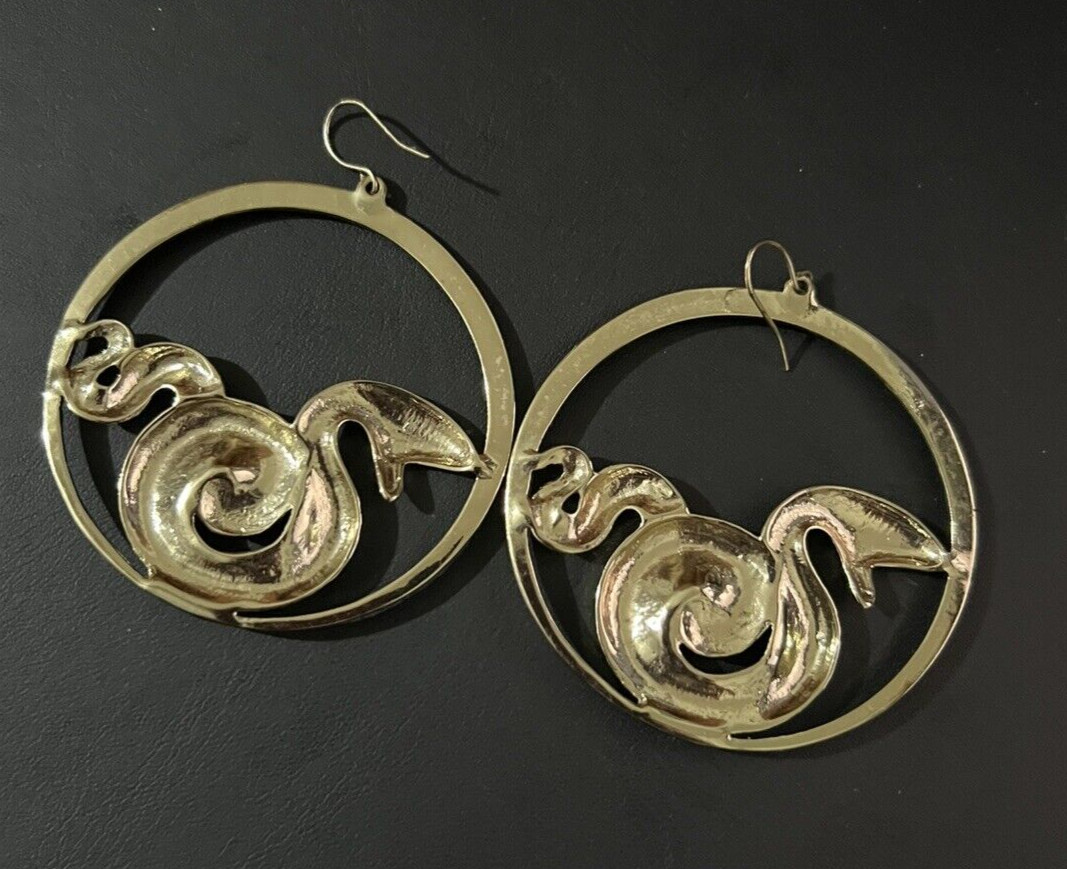 COILED SERPENT HOOP EARRINGS snake python round l… - image 8